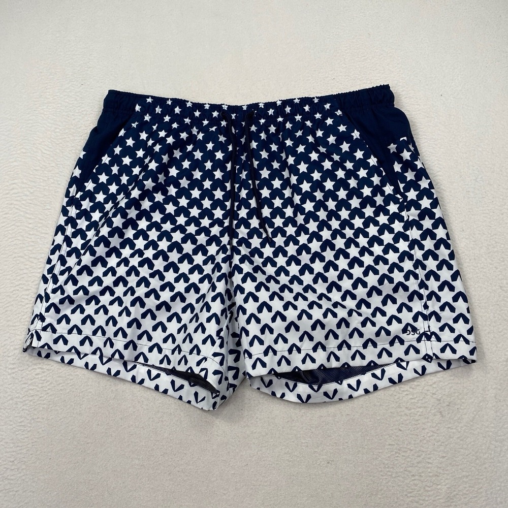 DSG Men's 6" Rec Swim Shorts Size XL Blue White Stars Relaxed Fit Summer Beach